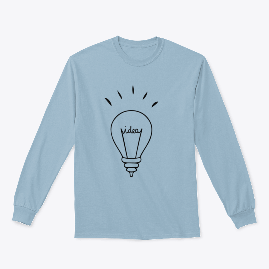 Light Bulb and Ideas Design sweatshirt showcasing a creative graphic on a comfortable cotton fabric.