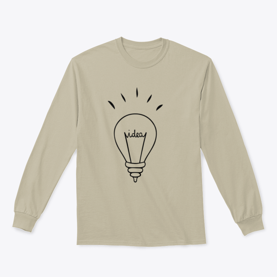 Light Bulb and Ideas Design sweatshirt showcasing a creative graphic on a comfortable cotton fabric.
