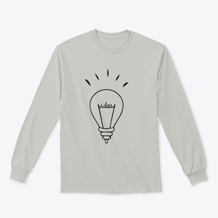 Light Bulb and Ideas Design sweatshirt showcasing a creative graphic on a comfortable cotton fabric.