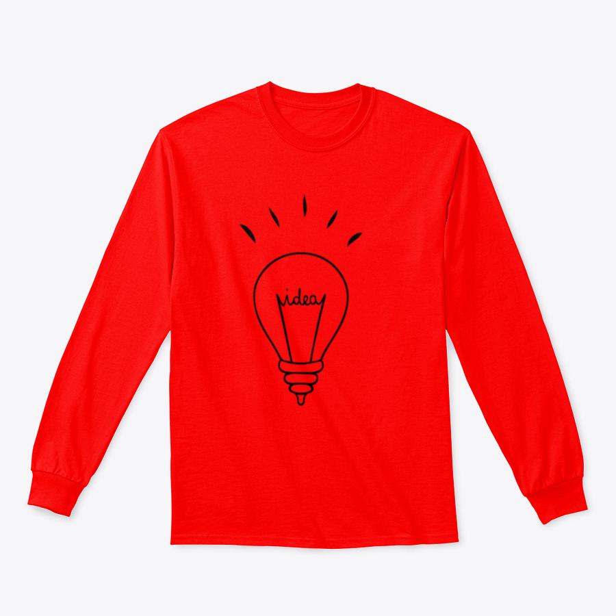 Light Bulb and Ideas Design sweatshirt showcasing a creative graphic on a comfortable cotton fabric.