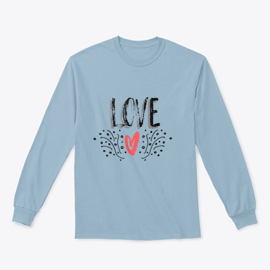 A stylish t-shirt featuring a modern calligraphy design that reads 'Love' in vibrant ink, perfect for expressing positivity.