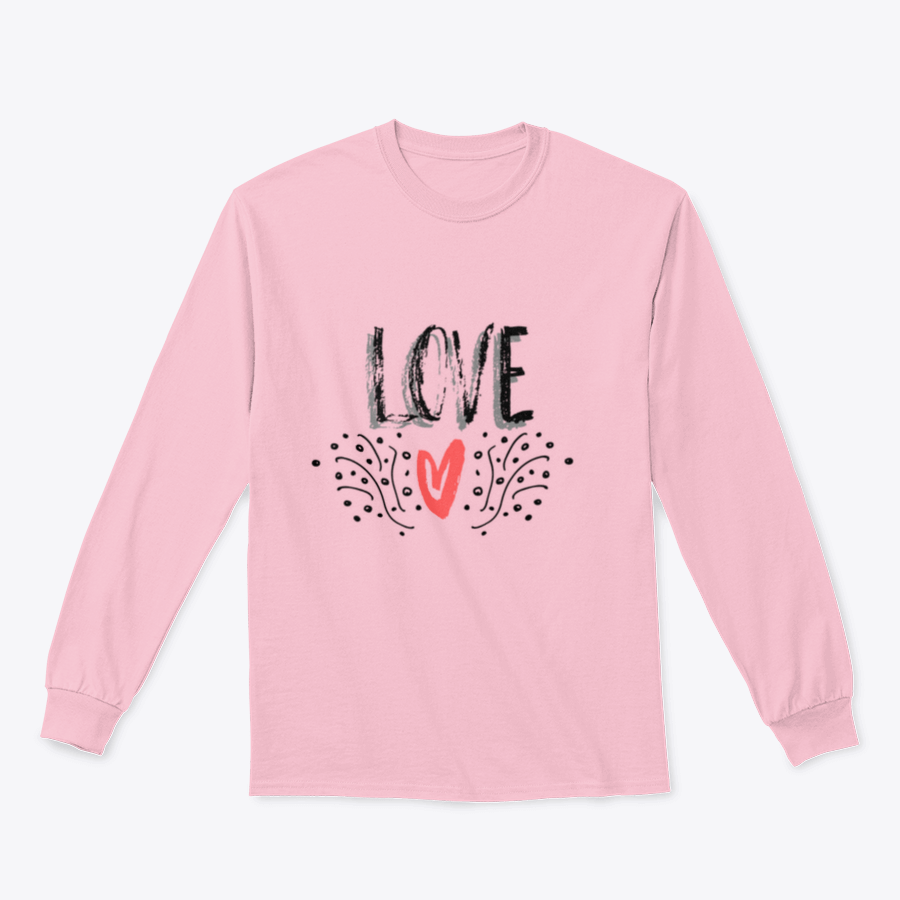 A stylish t-shirt featuring a modern calligraphy design that reads 'Love' in vibrant ink, perfect for expressing positivity.