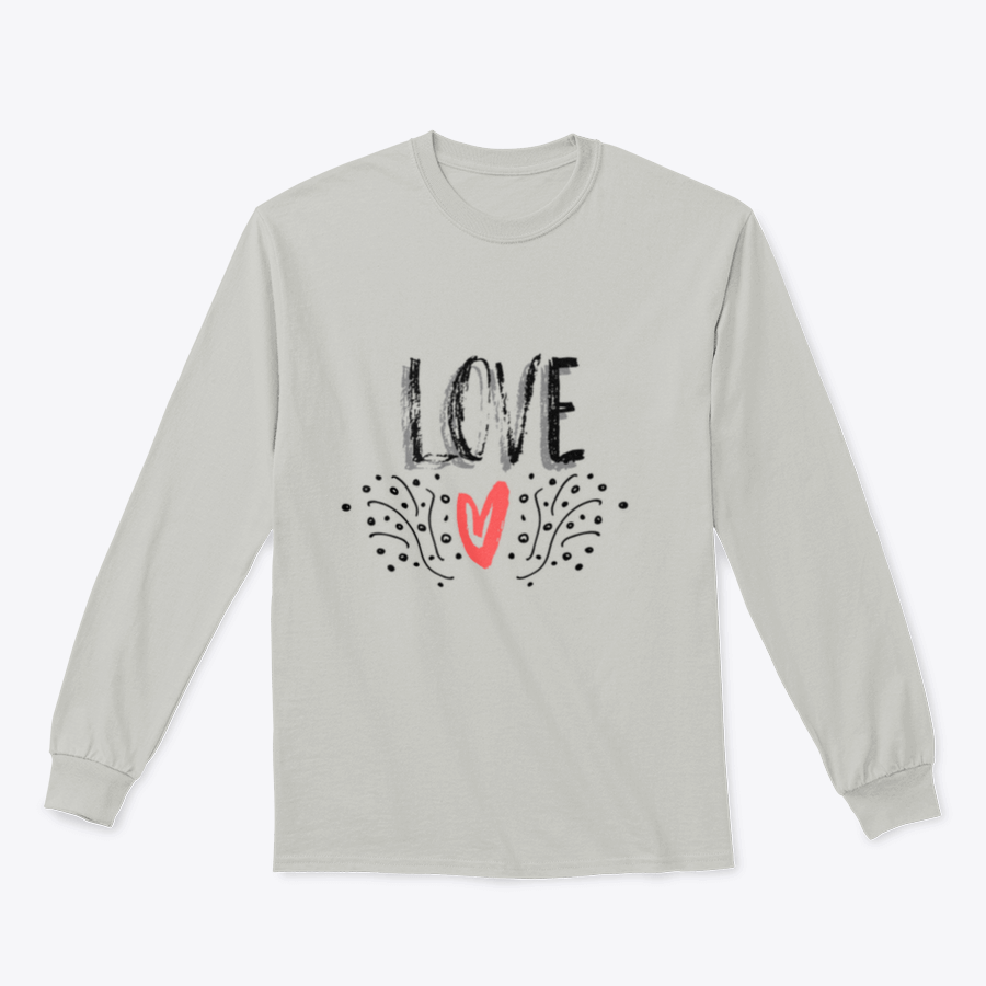 A stylish t-shirt featuring a modern calligraphy design that reads 'Love' in vibrant ink, perfect for expressing positivity.