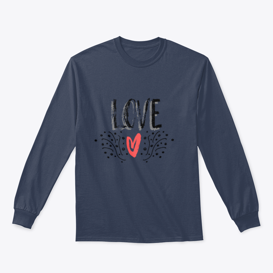 A stylish t-shirt featuring a modern calligraphy design that reads 'Love' in vibrant ink, perfect for expressing positivity.