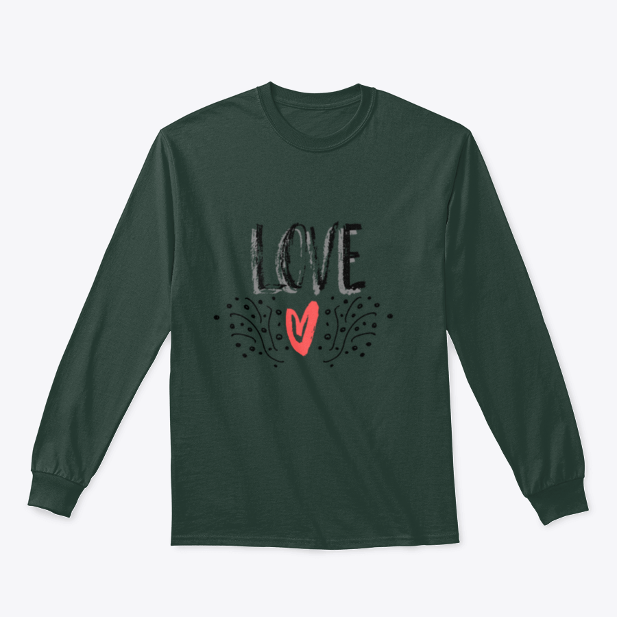 A stylish t-shirt featuring a modern calligraphy design that reads 'Love' in vibrant ink, perfect for expressing positivity.
