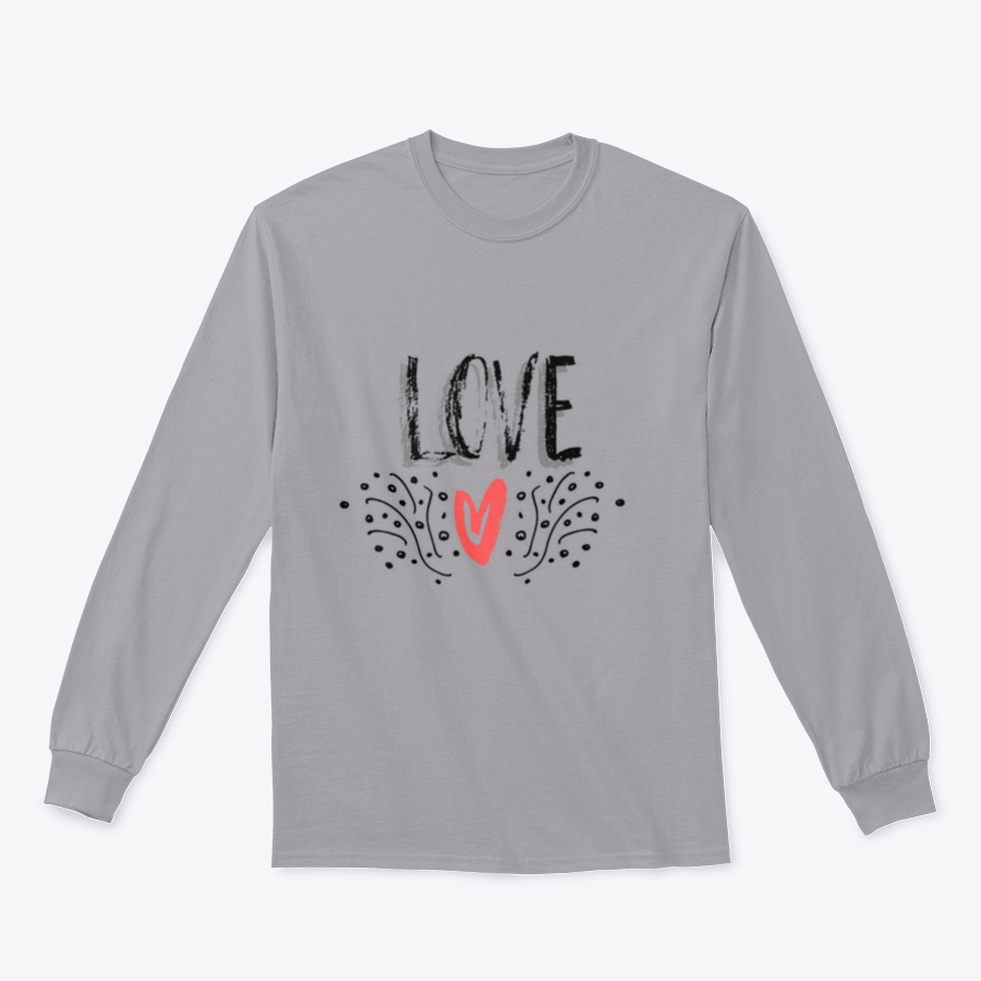 A stylish t-shirt featuring a modern calligraphy design that reads 'Love' in vibrant ink, perfect for expressing positivity.