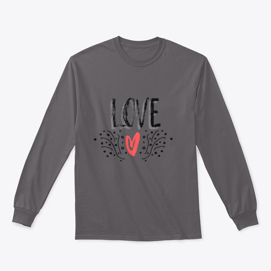 A stylish t-shirt featuring a modern calligraphy design that reads 'Love' in vibrant ink, perfect for expressing positivity.