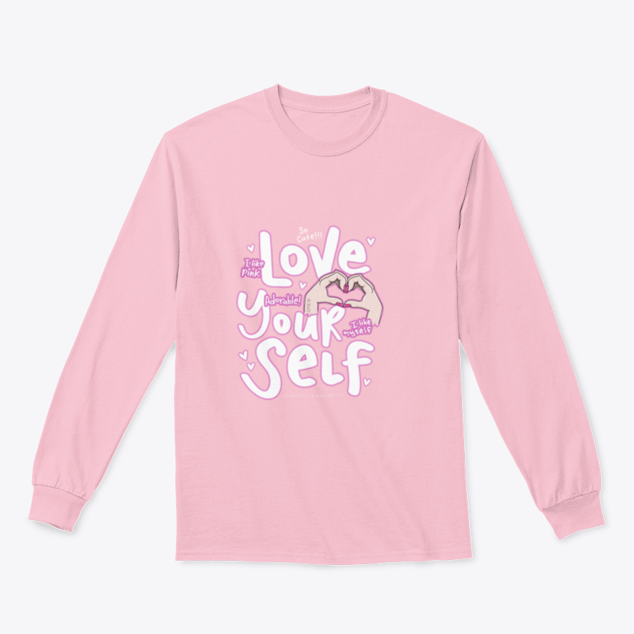 Adorable pink apparel featuring 'I Like Pink, I Like Myself' design, showcasing a classic fit and soft fabric blend.