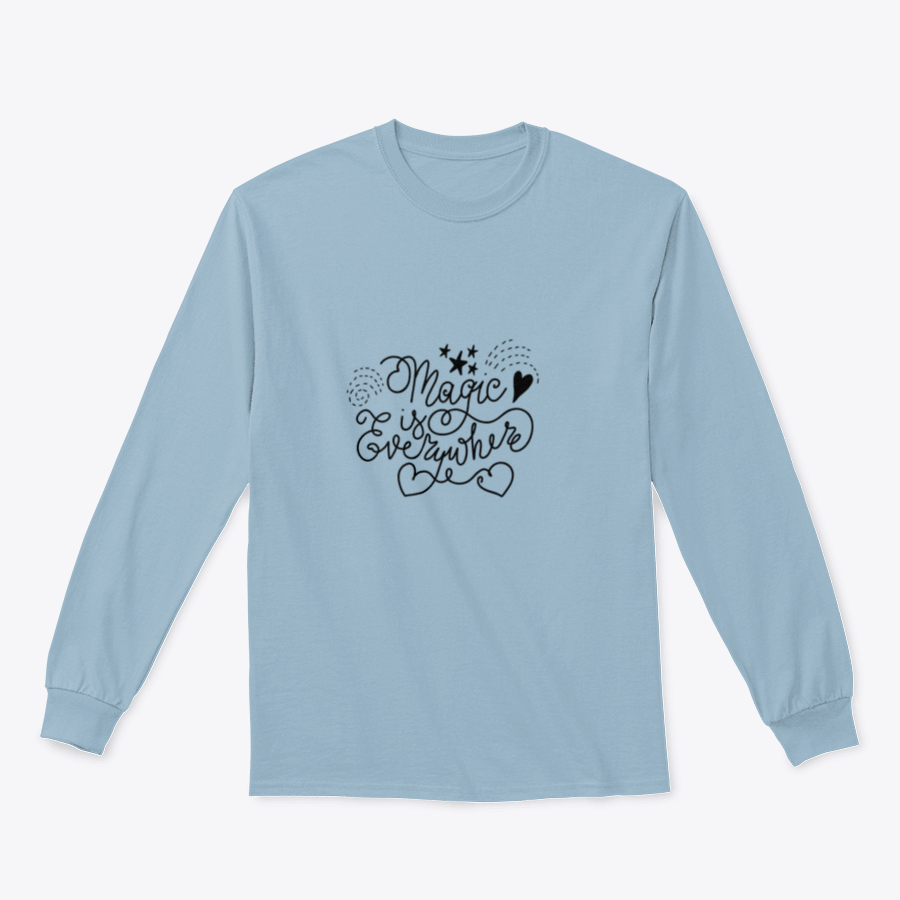 A cozy sweatshirt featuring a cute design with the phrase 'Magic Is Everywhere', made from a soft cotton-polyester blend.