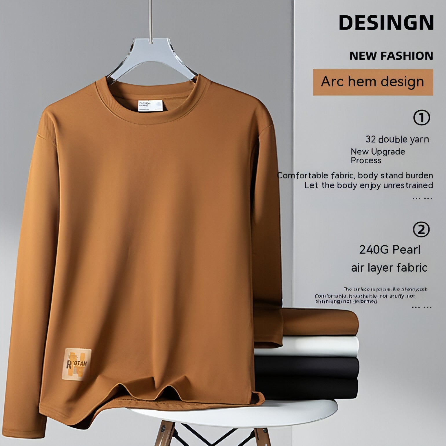 Main Men's Round Neck Air Layer Sweaters Menswear Youth Fashion Casual image