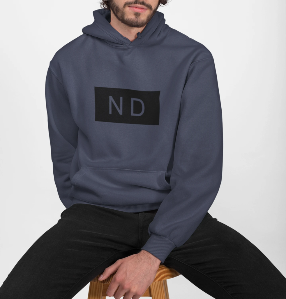 Mens Street Style ND Hooded Sweatshirt in Dark Gray, showcasing its trendy design and comfortable fit.