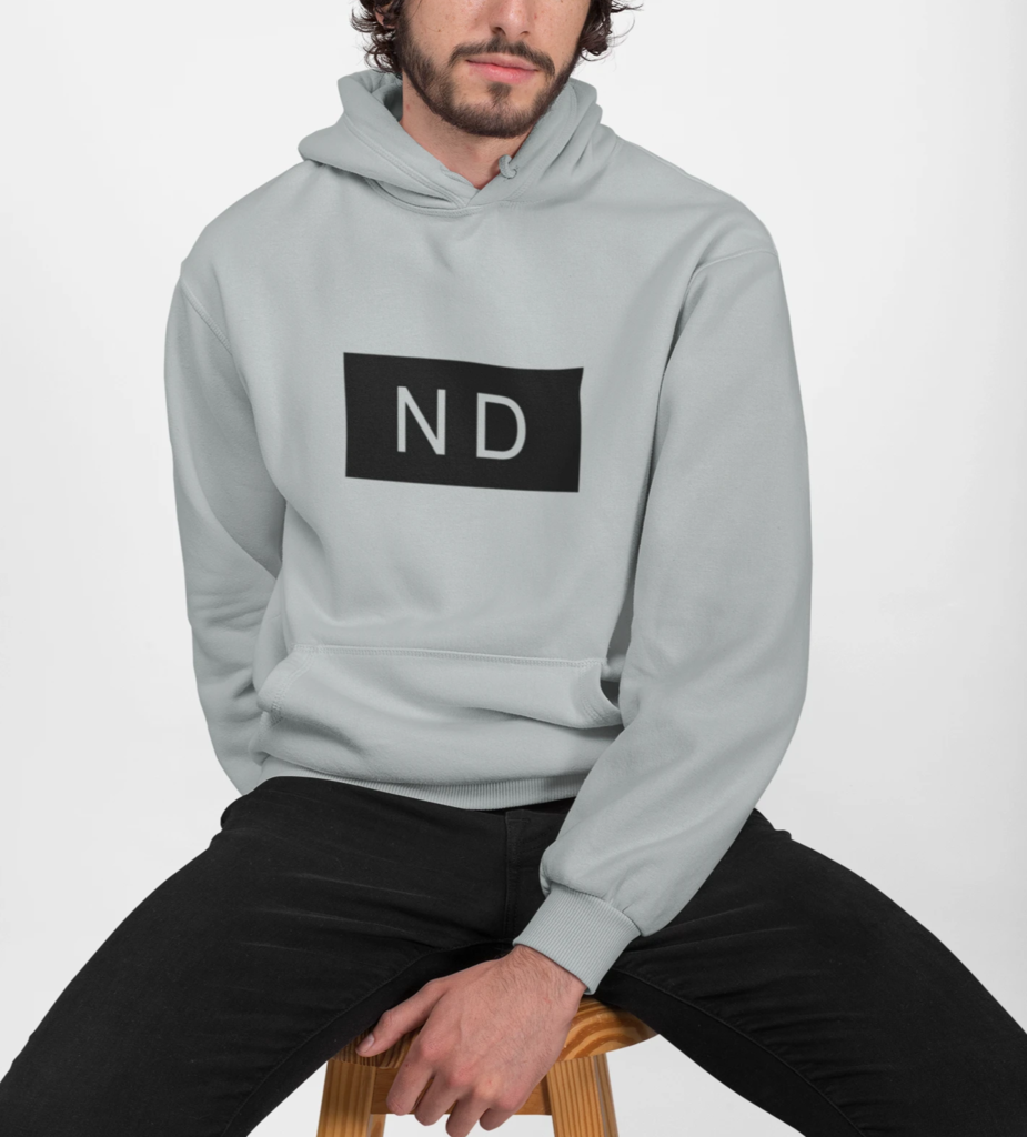 Mens Street Style ND Hooded Sweatshirt in Dark Gray, showcasing its trendy design and comfortable fit.