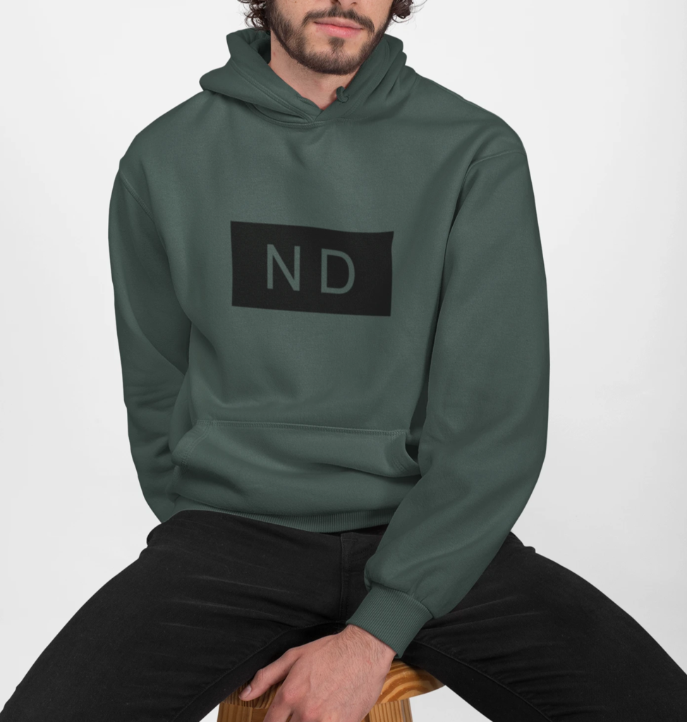 Mens Street Style ND Hooded Sweatshirt in Dark Gray, showcasing its trendy design and comfortable fit.
