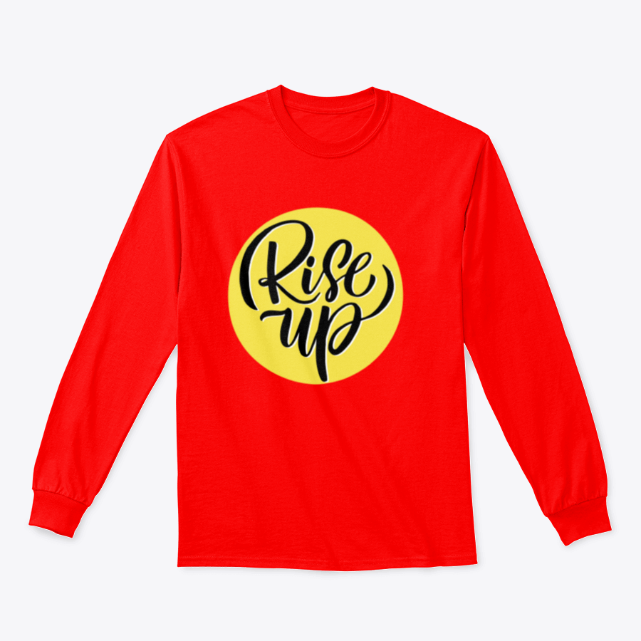 Motivation quote 'Rise Up' Word Shirt design in grey, showcasing its comfortable fit and quality fabric.