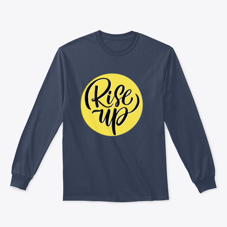 Motivation quote 'Rise Up' Word Shirt design in grey, showcasing its comfortable fit and quality fabric.