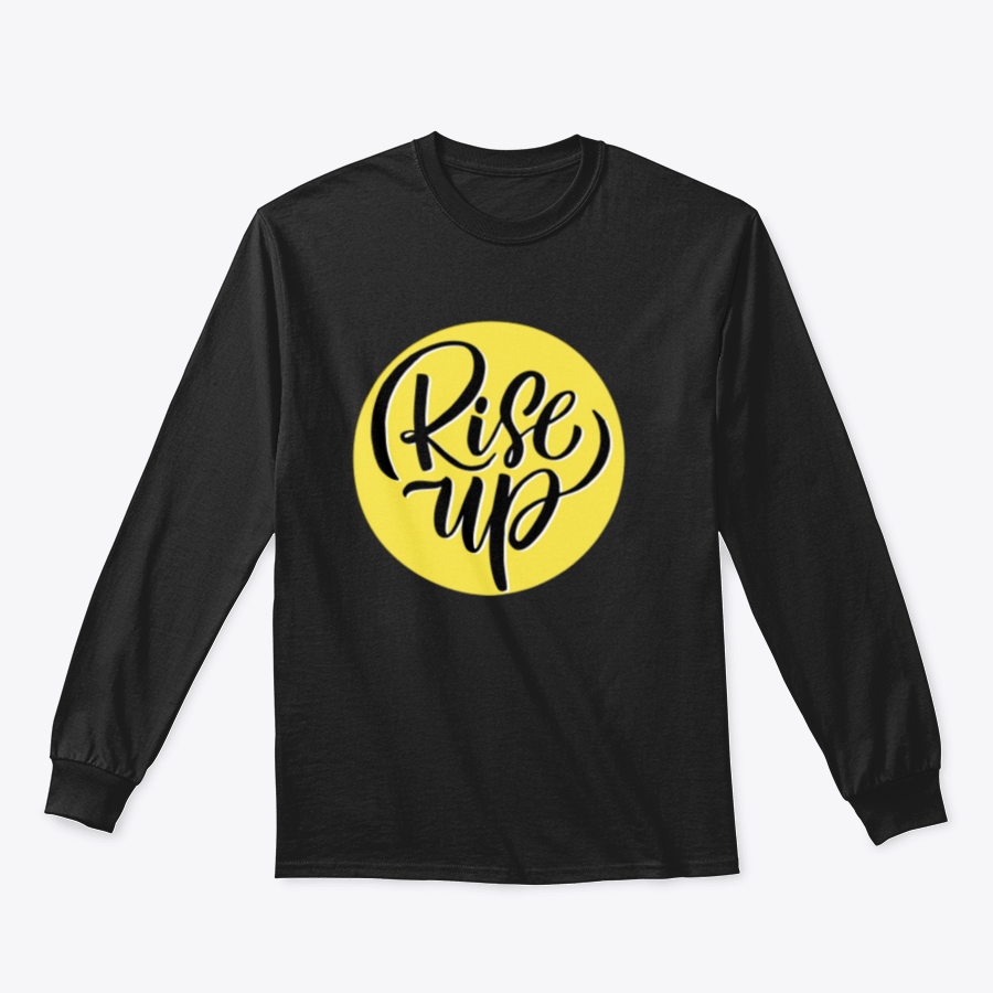 Motivation quote 'Rise Up' Word Shirt design in grey, showcasing its comfortable fit and quality fabric.
