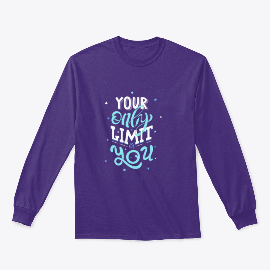 A motivational typography shirt featuring the phrase 'Your Only Limit Is You' in a stylish design, made from soft cotton fabric.