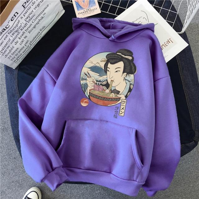 Mount Fuji Hoodie featuring a cartoon design, available in various colors, made from soft fleece material, perfect for autumn and winter wear.