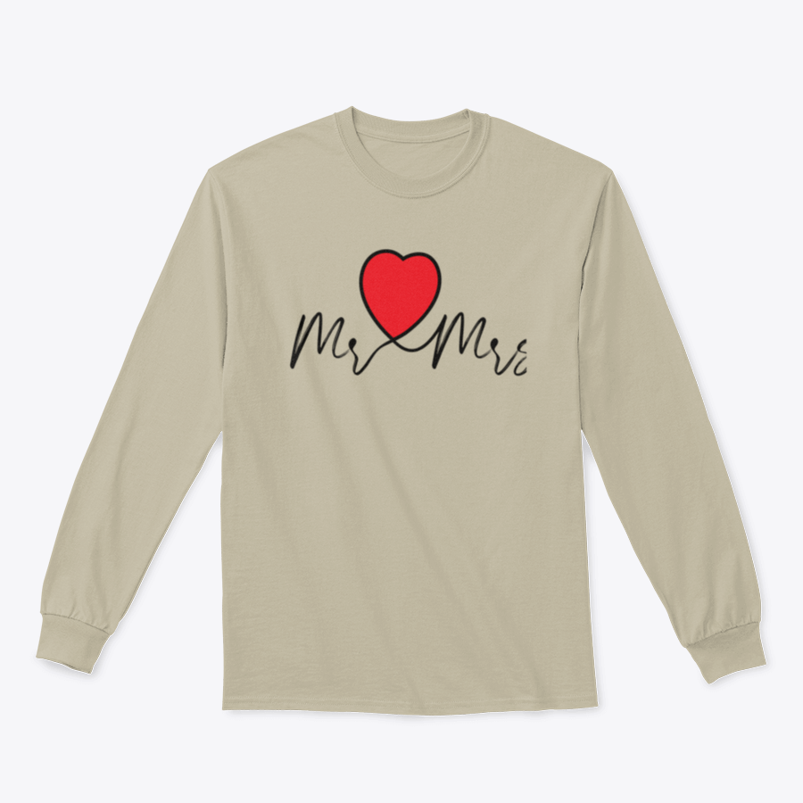 Mr And Mrs Wedding Decoration Sweatshirt featuring heart motifs, made from soft cotton fabric.