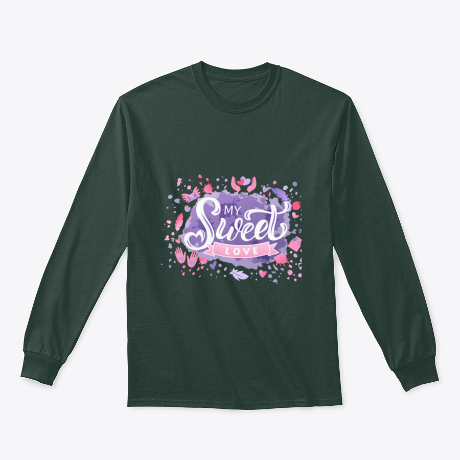 A vibrant hand-drawn vector illustration featuring colorful lettering that says 'My Sweet Love', showcasing artistic design on a cotton fabric.