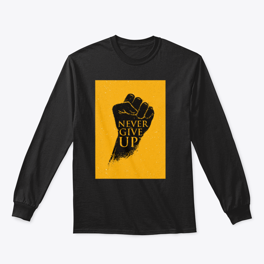 A stylish sweatshirt featuring the motivational phrase 'Never Give Up' in bold lettering, made from a comfortable cotton/polyester blend.