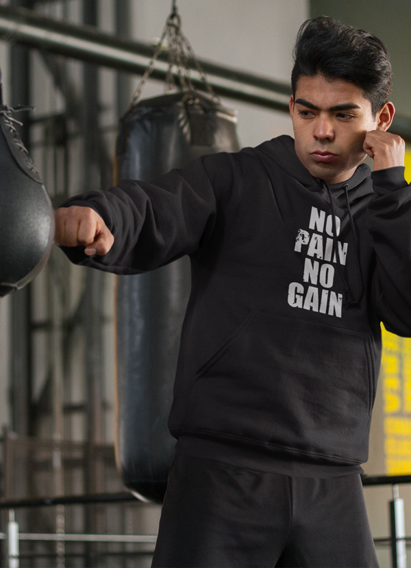 No Pain No Gain Hoodie featuring a cozy fleece lining and adjustable hood, designed by top artists for ultimate comfort and style.