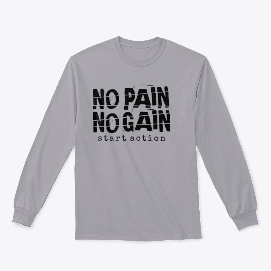 A stylish sweatshirt featuring the motivational quote 'No Pain No Gain' designed for comfort and inspiration, made from high-quality cotton.