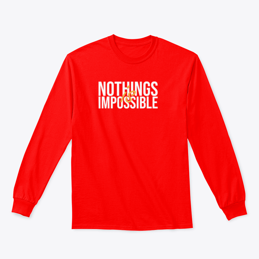 A stylish cotton shirt featuring the inspirational quote 'Nothing Is Impossible' in a bold font, perfect for casual wear.