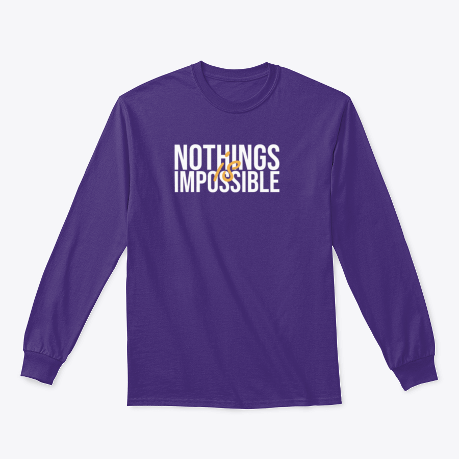 A stylish cotton shirt featuring the inspirational quote 'Nothing Is Impossible' in a bold font, perfect for casual wear.