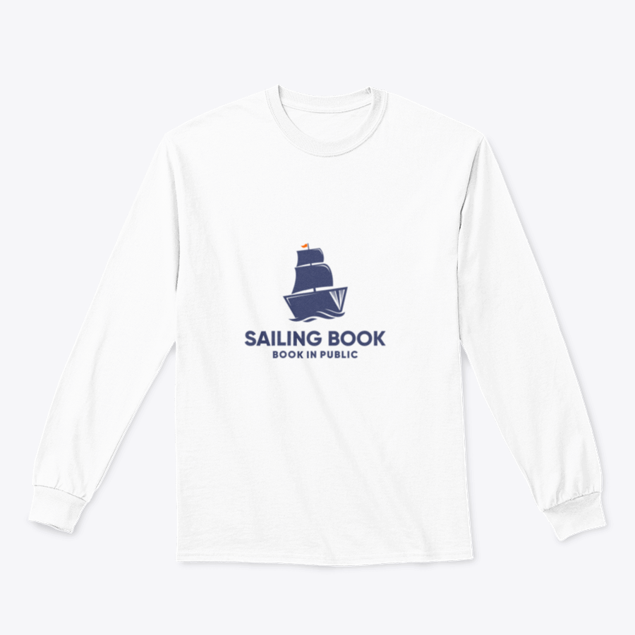 Sailing Book sweatshirt featuring an ocean design, made from a cotton-polyester blend, showcasing a classic fit and comfortable style.