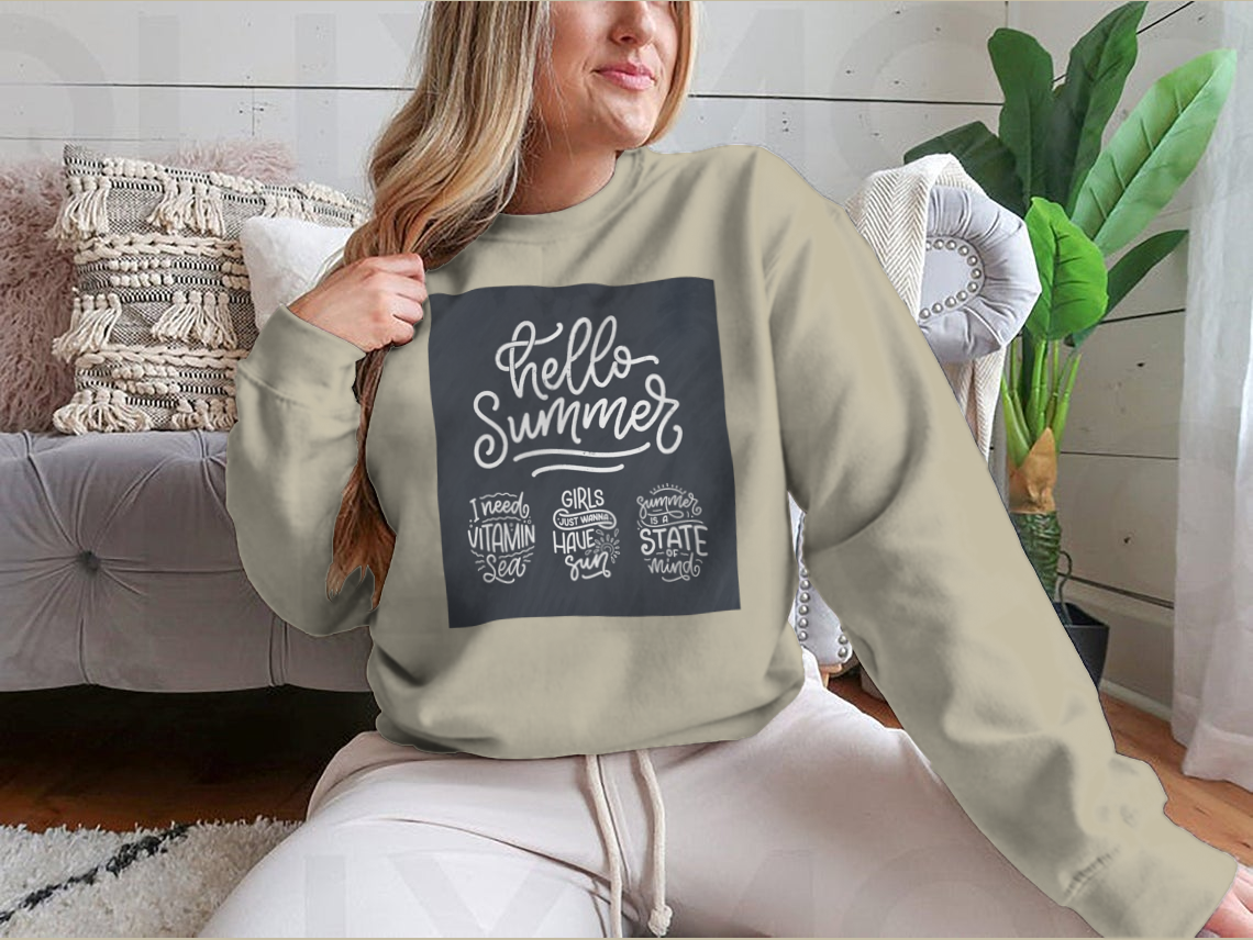 A vibrant summer-themed set featuring hand-drawn lettering compositions, showcasing playful designs perfect for summer wear.
