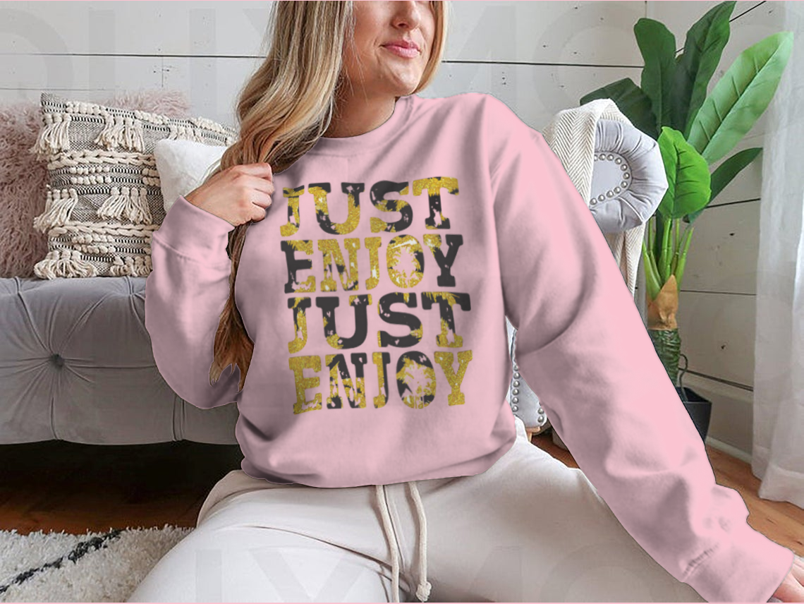 A stylish sweatshirt featuring a unique slogan illustration with typography design, made from soft cotton fabric.