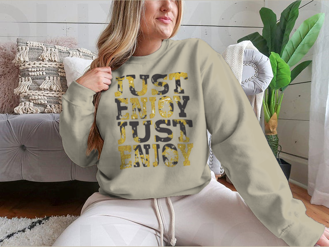 A stylish sweatshirt featuring a unique slogan illustration with typography design, made from soft cotton fabric.