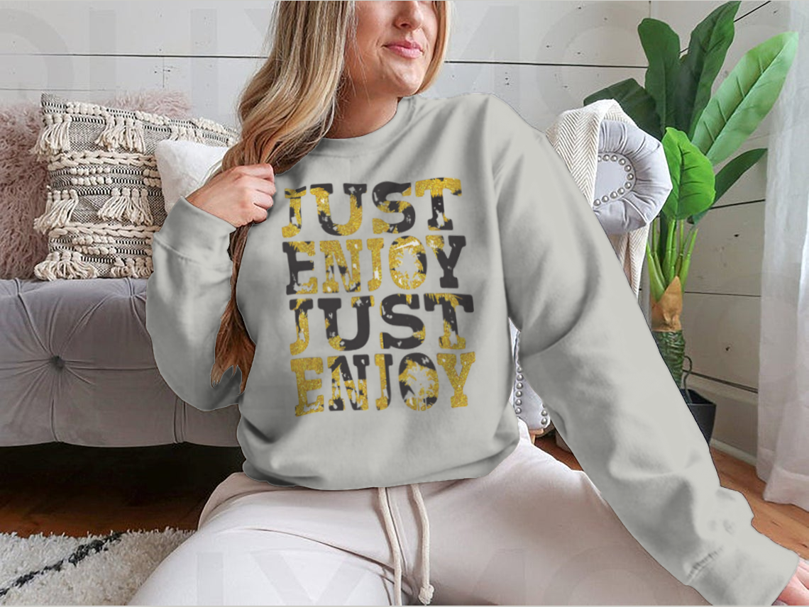 A stylish sweatshirt featuring a unique slogan illustration with typography design, made from soft cotton fabric.