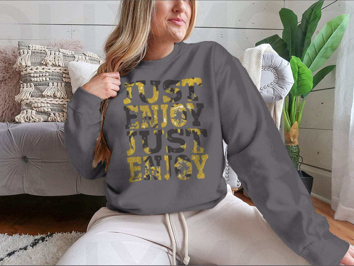 A stylish sweatshirt featuring a unique slogan illustration with typography design, made from soft cotton fabric.