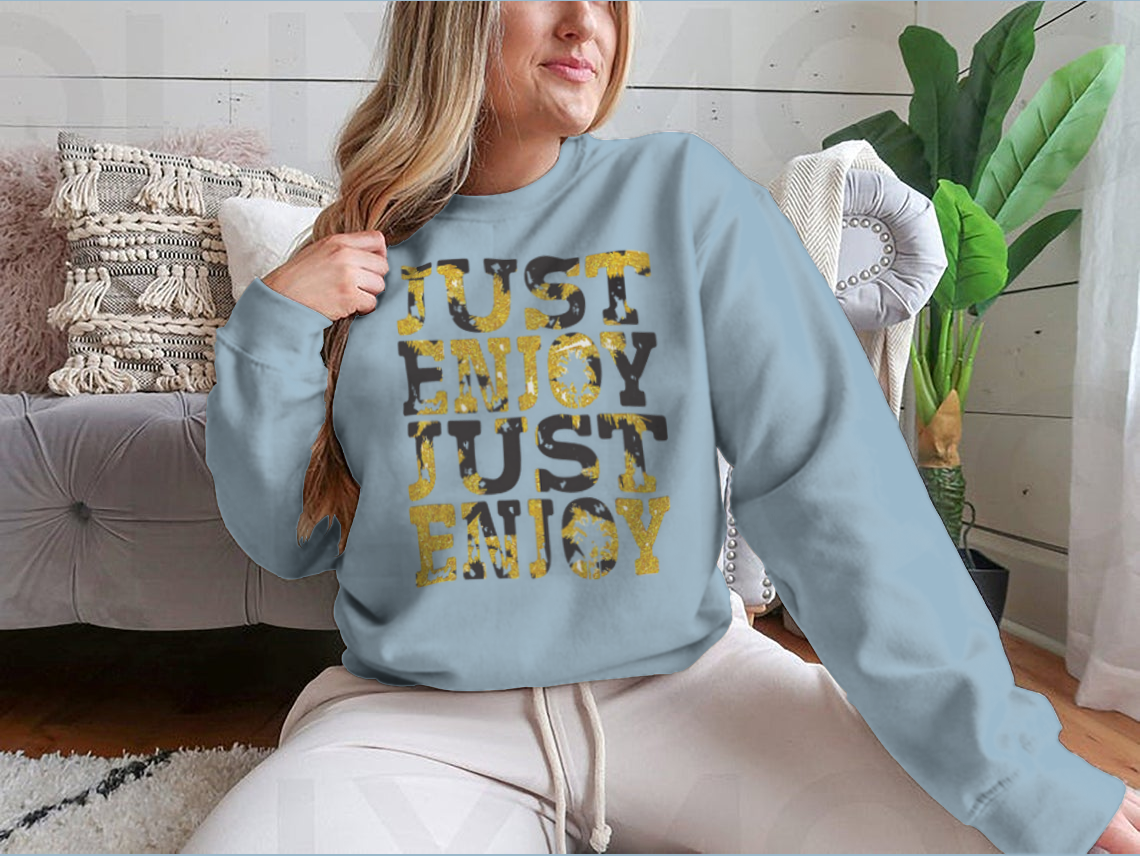 A stylish sweatshirt featuring a unique slogan illustration with typography design, made from soft cotton fabric.