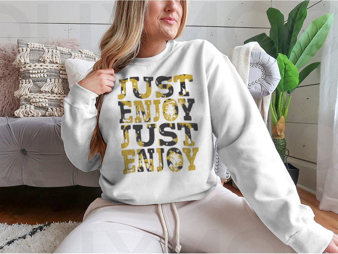 A stylish sweatshirt featuring a unique slogan illustration with typography design, made from soft cotton fabric.