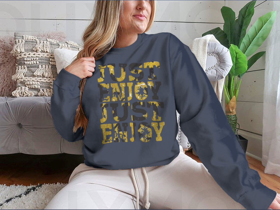 A stylish sweatshirt featuring a unique slogan illustration with typography design, made from soft cotton fabric.