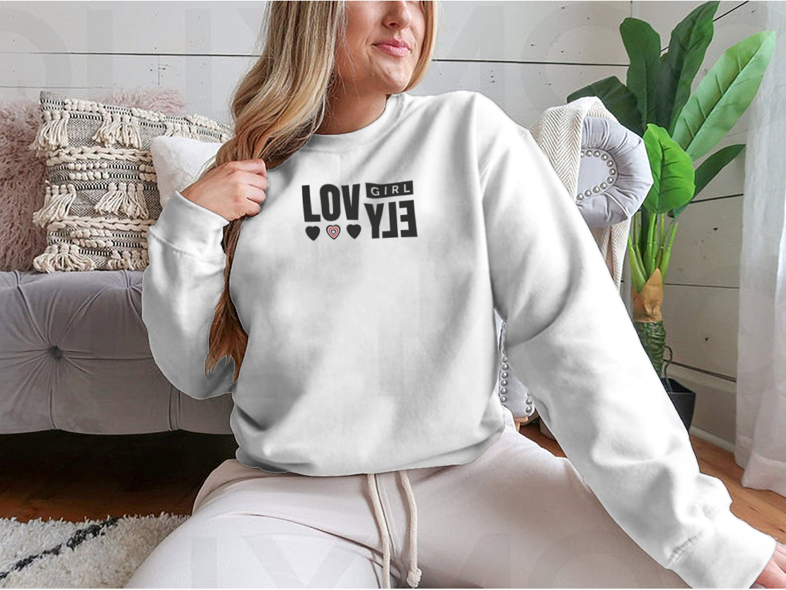 A stylish Slogan Lovely T-Shirt featuring hearts, made from 100% cotton, showcasing its comfortable fit and vibrant design.