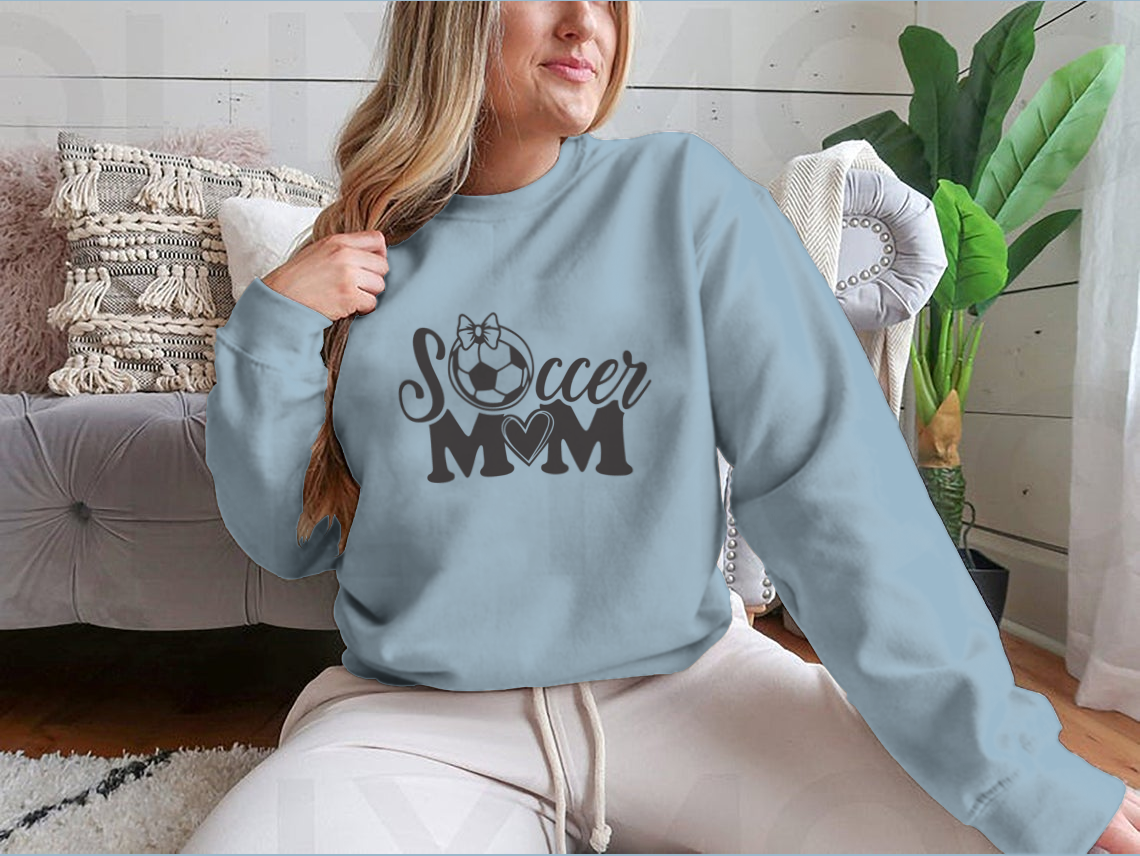 A stylish Soccer Mom Logo design featuring inspirational quotes, perfect for proud soccer moms, made from a comfortable cotton/polyester blend.