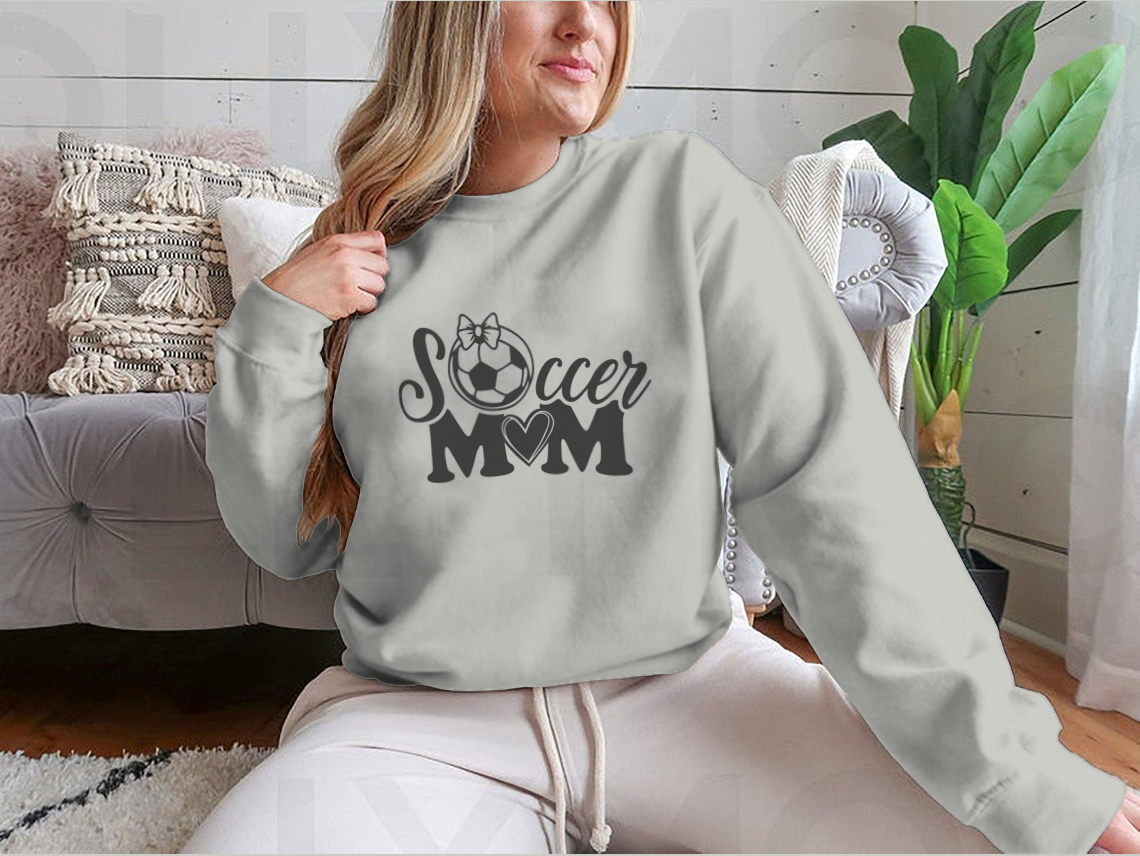 A stylish Soccer Mom Logo design featuring inspirational quotes, perfect for proud soccer moms, made from a comfortable cotton/polyester blend.