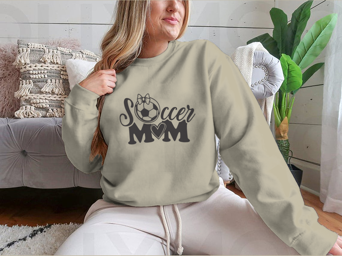 A stylish Soccer Mom Logo design featuring inspirational quotes, perfect for proud soccer moms, made from a comfortable cotton/polyester blend.