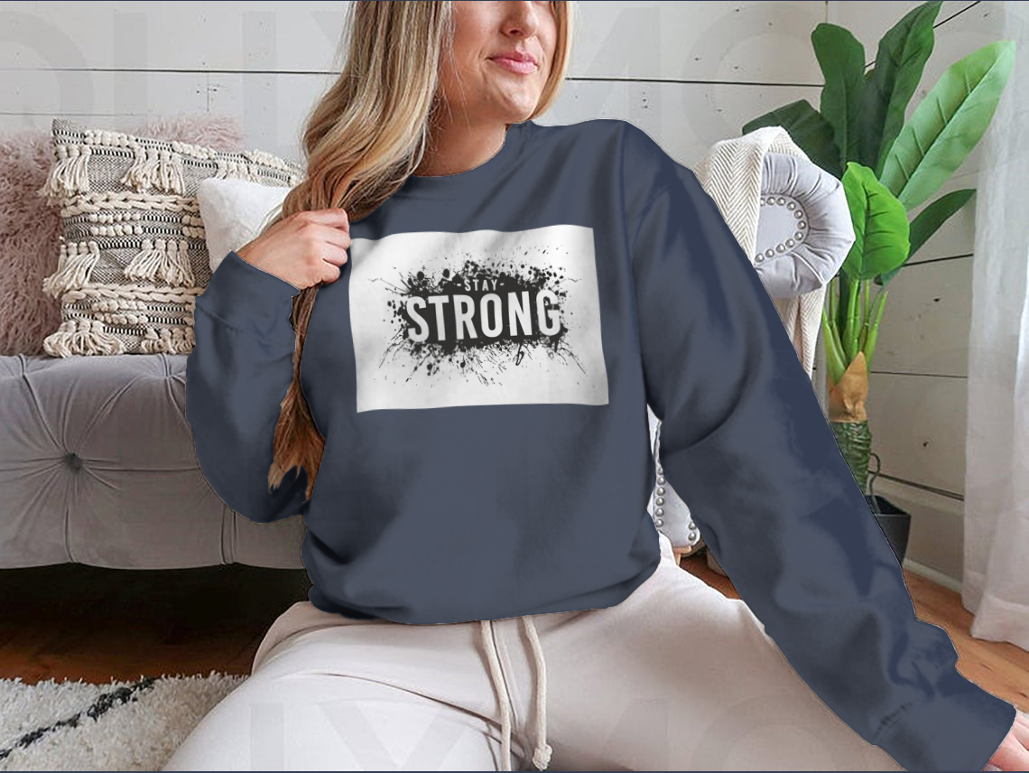 Stay Strong T-Shirt featuring a classic fit, made from a cotton-polyester blend, ideal for casual wear.