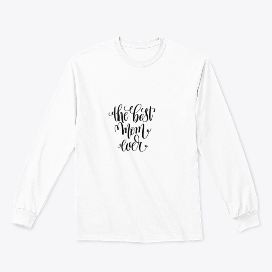 Black and white t-shirt with 'Best Mom Ever' text, showcasing a stylish and motivational design for mothers.