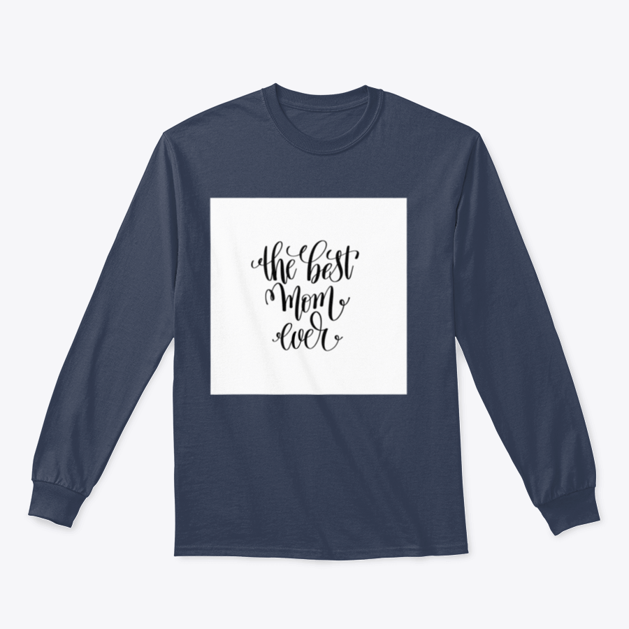 Black and white t-shirt with 'Best Mom Ever' text, showcasing a stylish and motivational design for mothers.