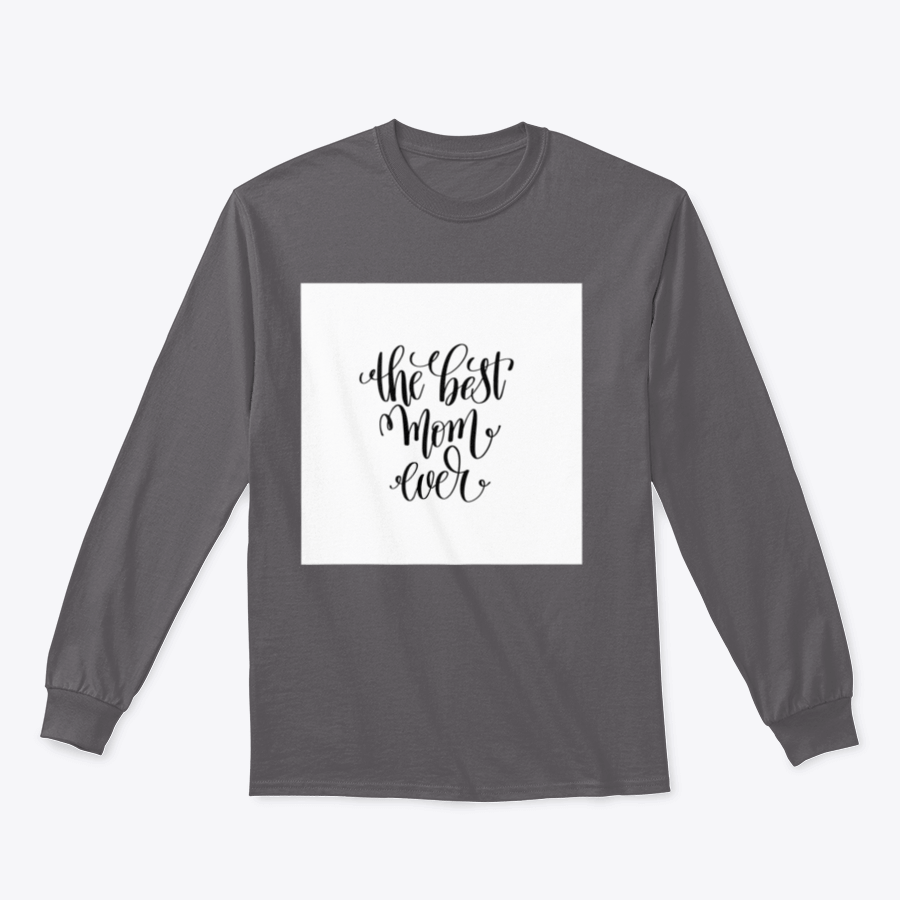 Black and white t-shirt with 'Best Mom Ever' text, showcasing a stylish and motivational design for mothers.