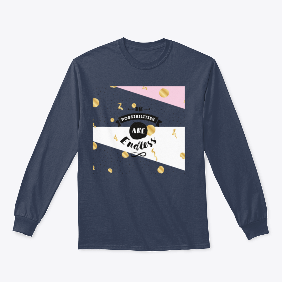 A cozy sweatshirt featuring the inspirational quote 'The Possibilities Are Endless' in stylish typography, perfect for casual wear.