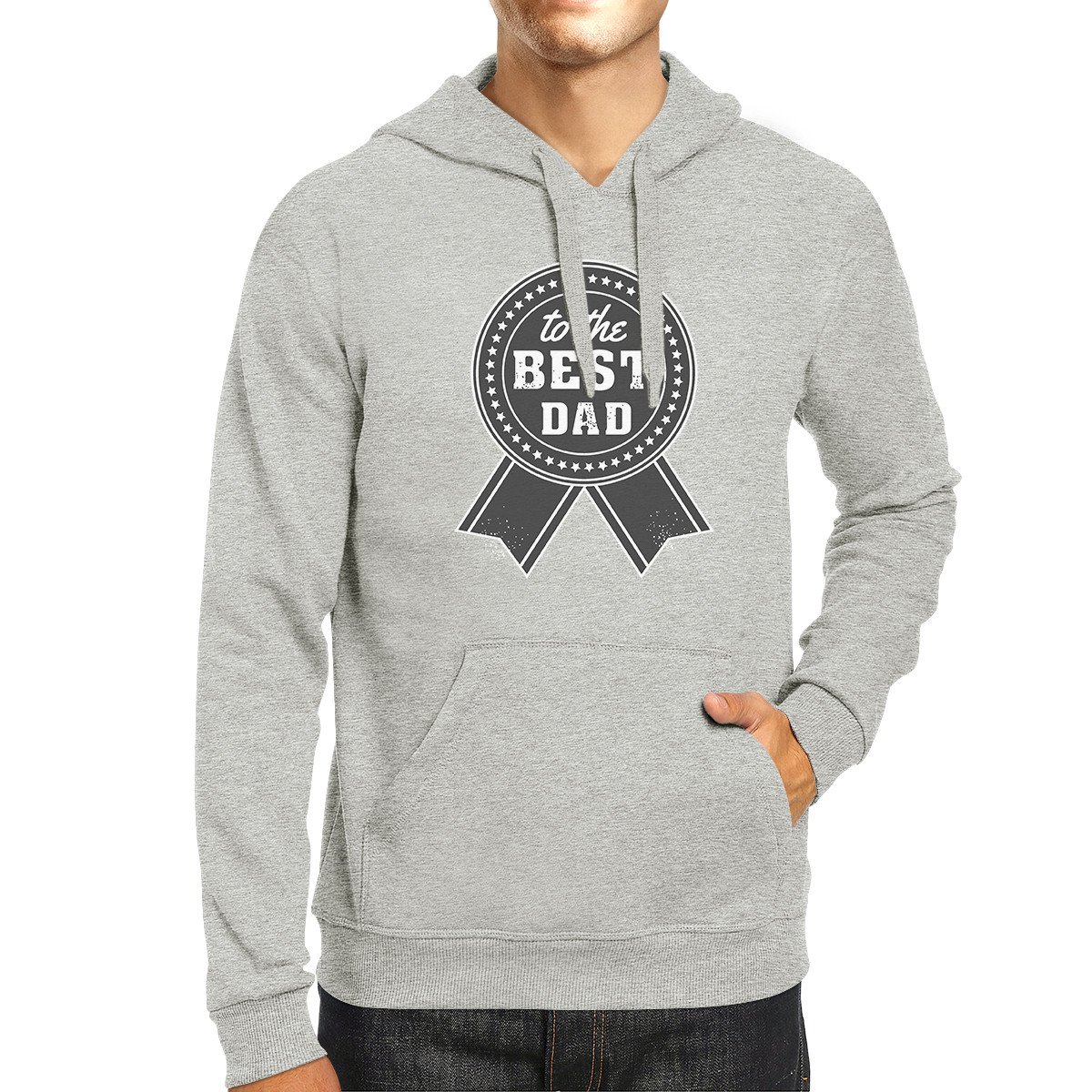 To The Best Dad Grey Hoodie for men, featuring a unique design and made from high-quality cotton and polyester blend.