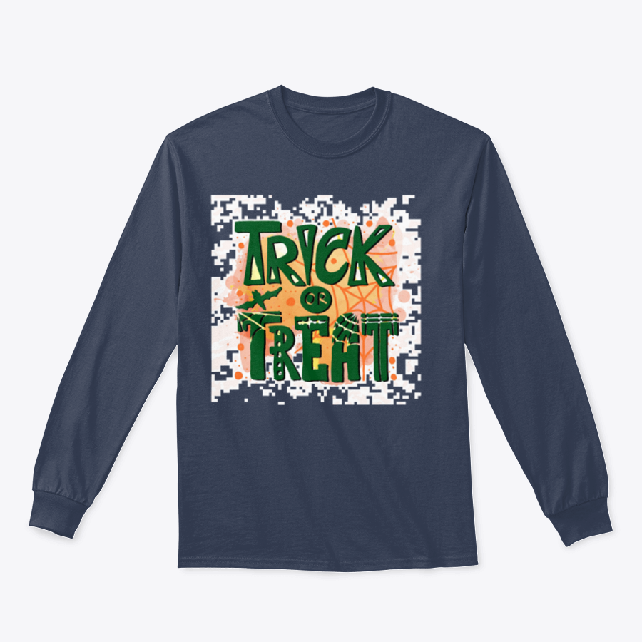 A cozy Trick Or Treat sweatshirt designed for Halloween, featuring a classic fit and festive graphics.