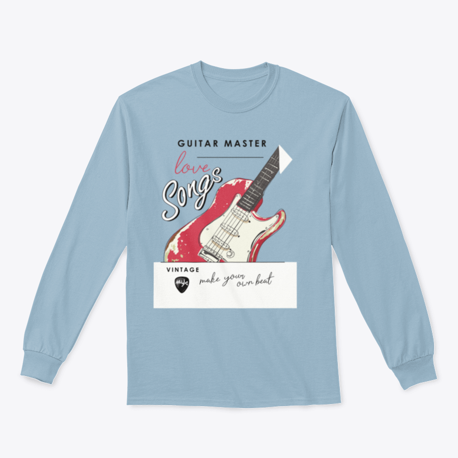Typography slogan t-shirt featuring an old guitar design, made from 100% cotton, showcasing a classic fit and midweight fabric.